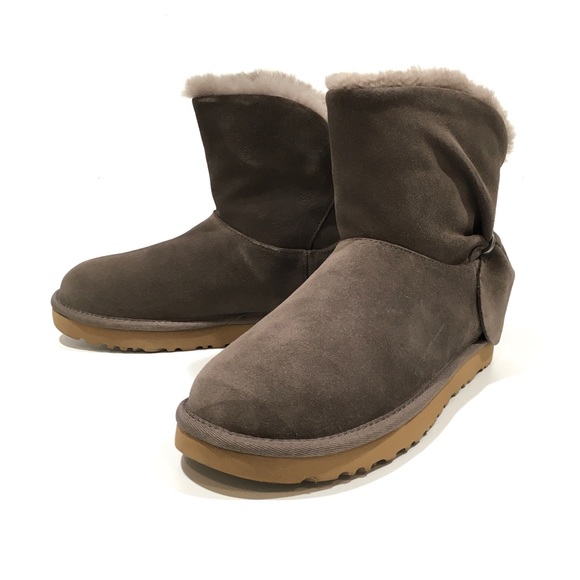 UGG CLASSIC MINI TWIST SUEDE / SHEEPSKIN ANKLE BOOTS -MOLE BROWN -US 10 - Picture 5 of 9